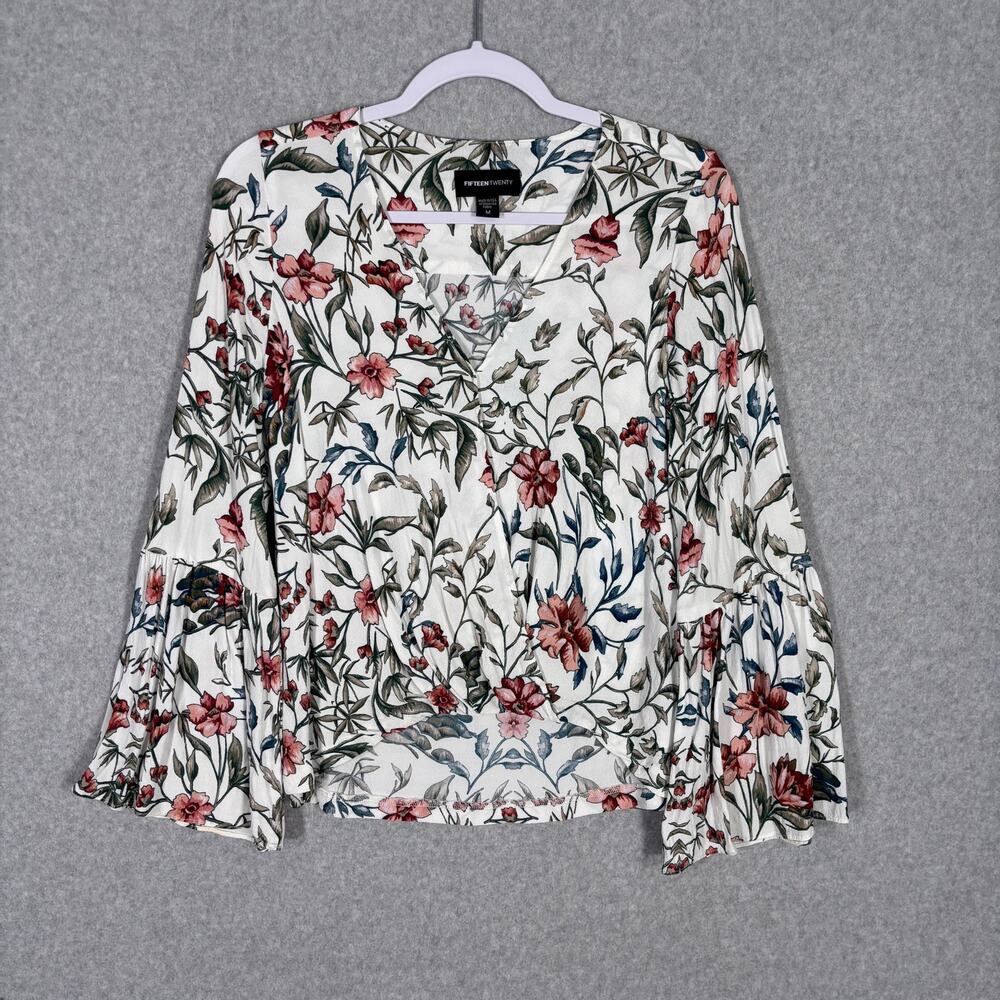 Fifteen Twenty‎ Top Medium White Wrap Drape Bell Feminine Career Church Boho